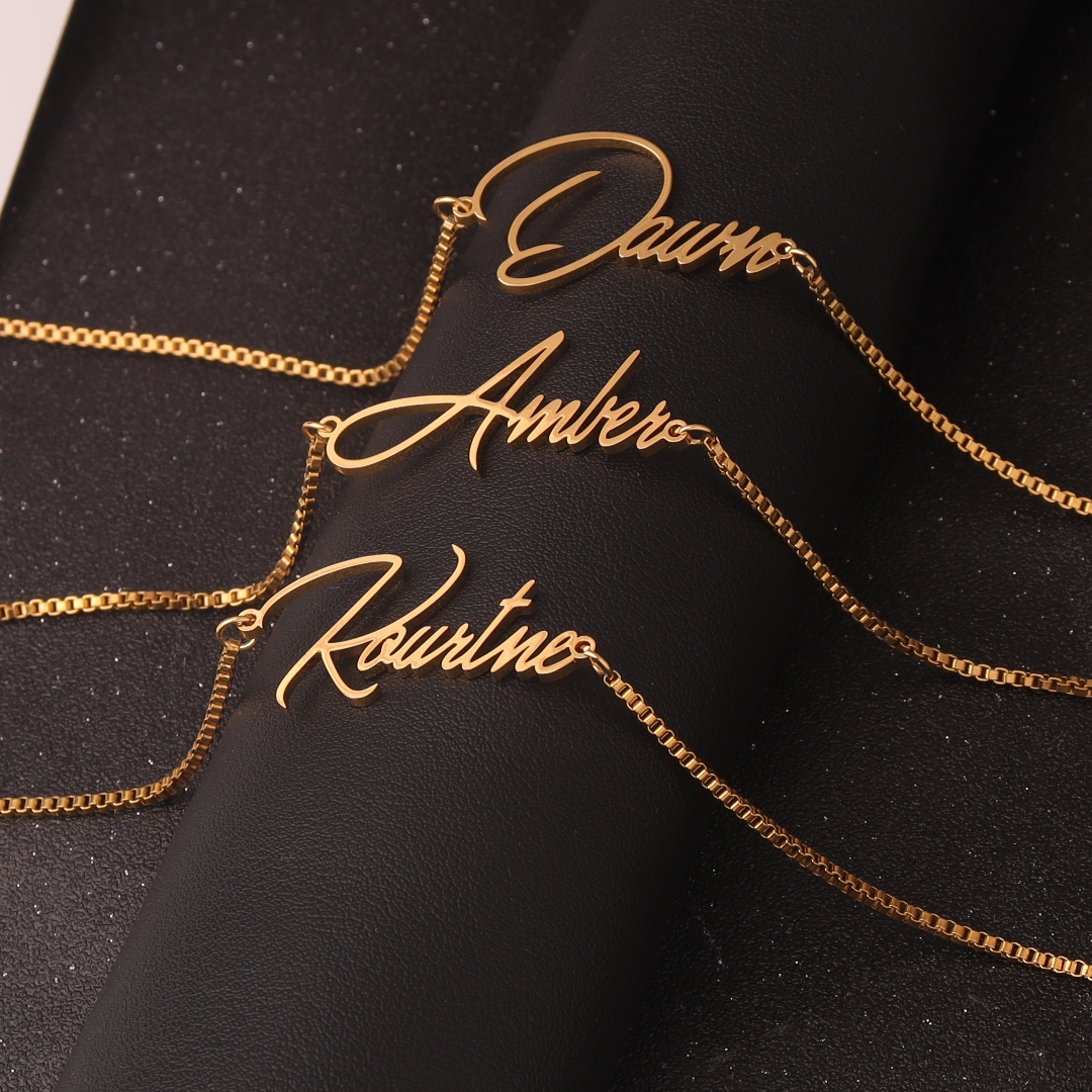 Personalized Name Box - Personalised Gold Name Necklace with Box