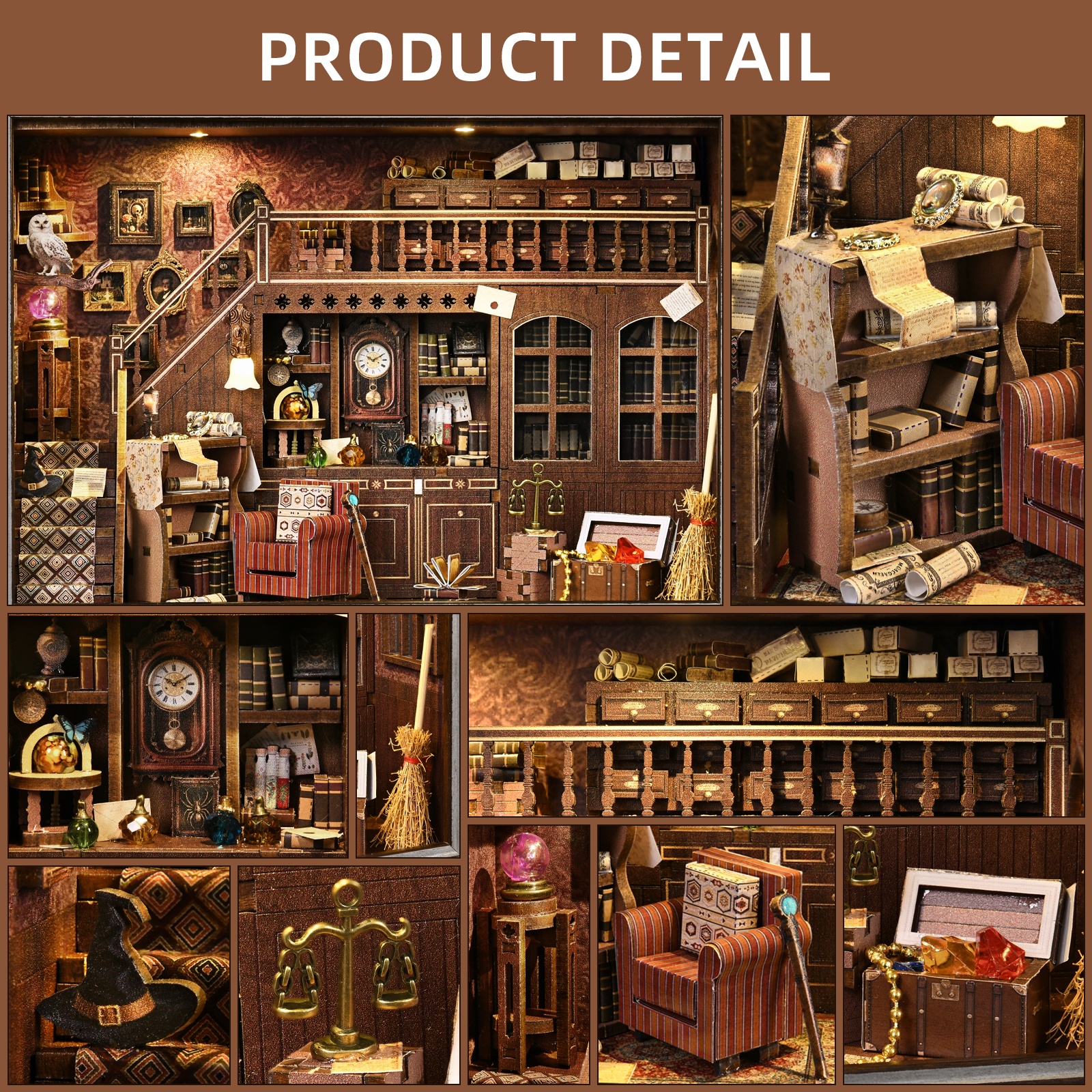 Book Nook Kit Secret Attic DIY - Engraved Wood Frame ulasan dan harga