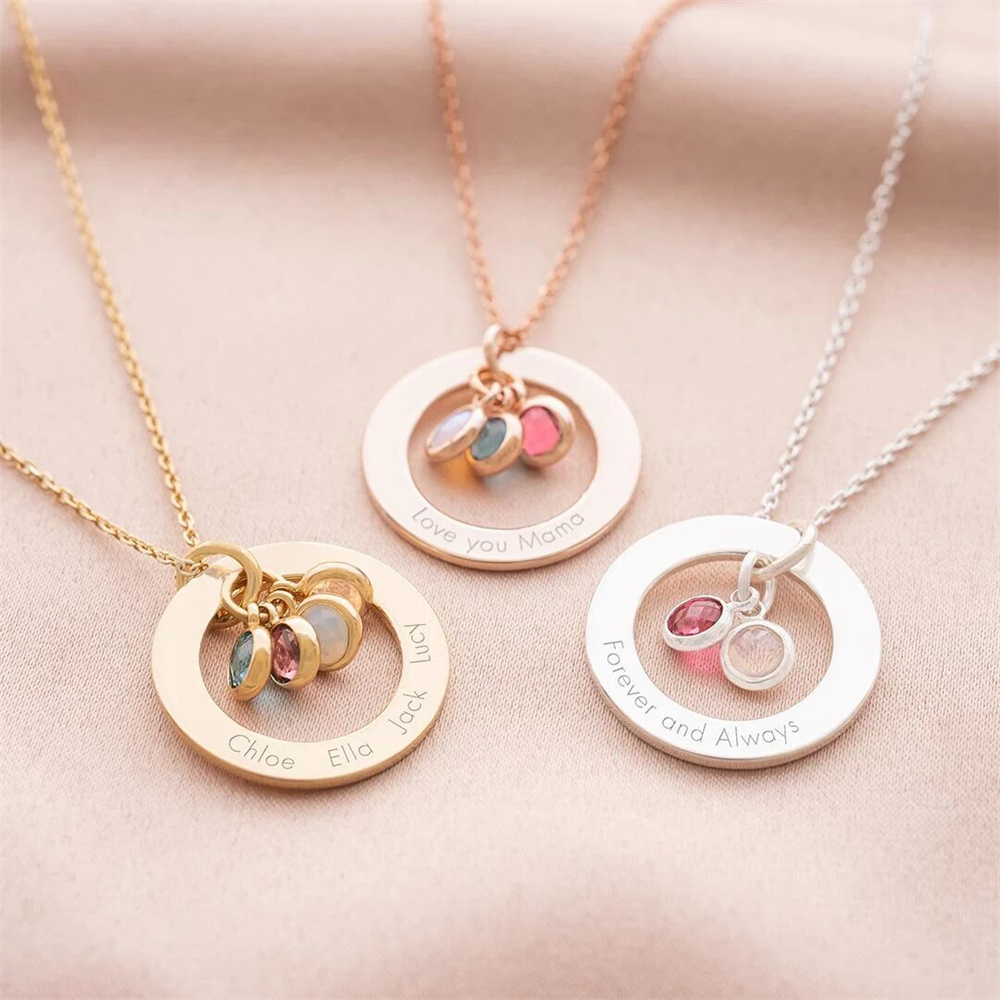 Custom Birthstone Eternal Ring - Birth Flower Necklace ulasan dan harga