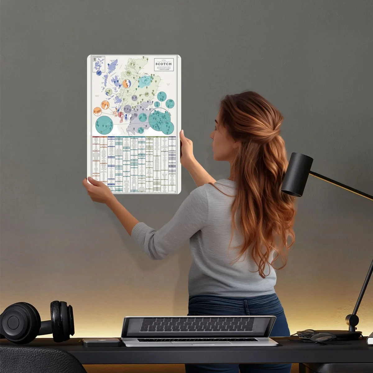 Whiskies of Scotland Poster Ma - Custom Map Poster ulasan dan harga