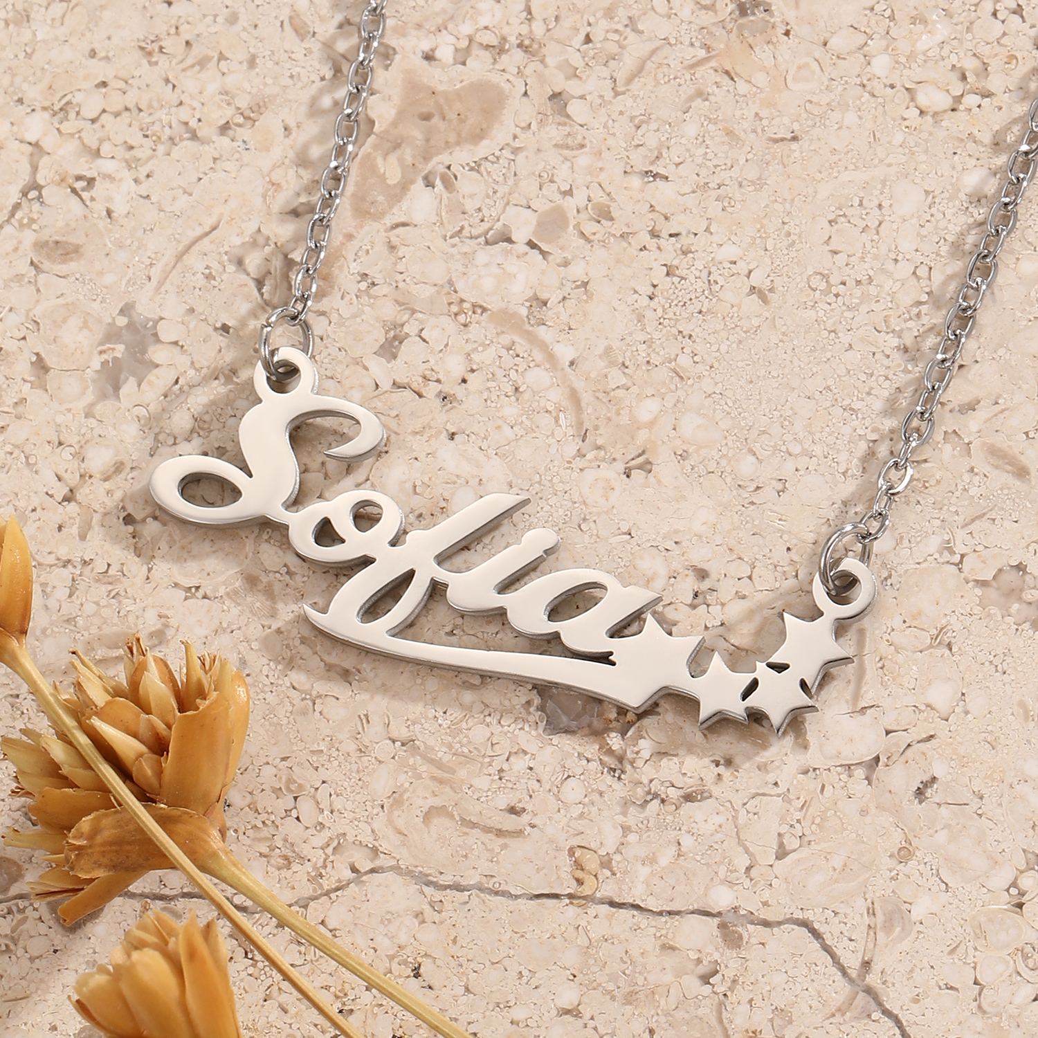 Stainless Steel Star Letter Pe - Name Necklace Custom ulasan dan harga