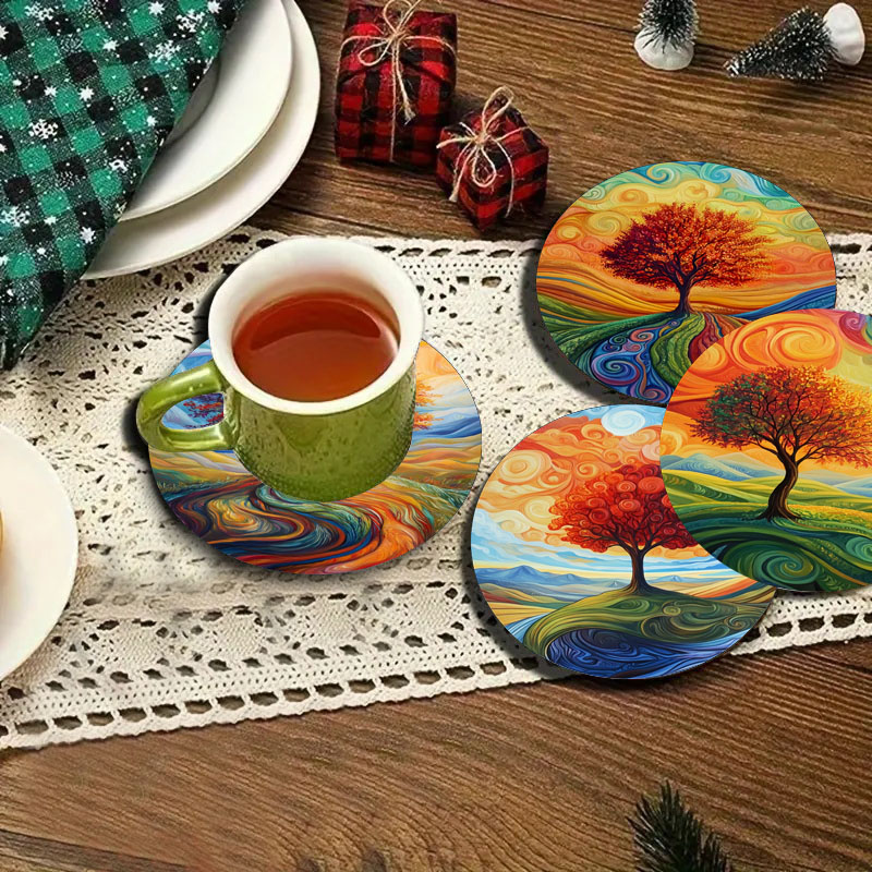 4 tree print coasters, suitabl - Family Tree Print ulasan dan harga