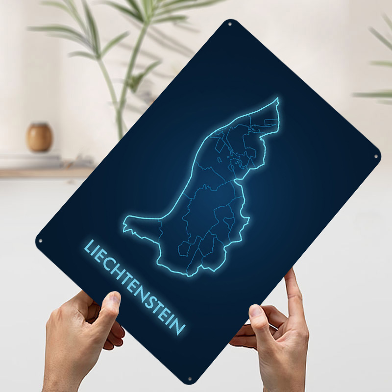 Liechtenstein Map Neon Blue Pr - Custom Map Poster ulasan dan harga