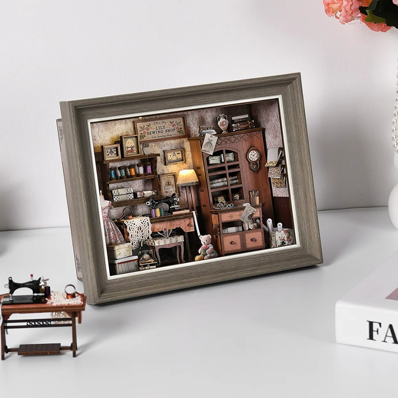 DIY Book Nook Kit 3D Miniature - Engraved Wood Frame ulasan dan harga