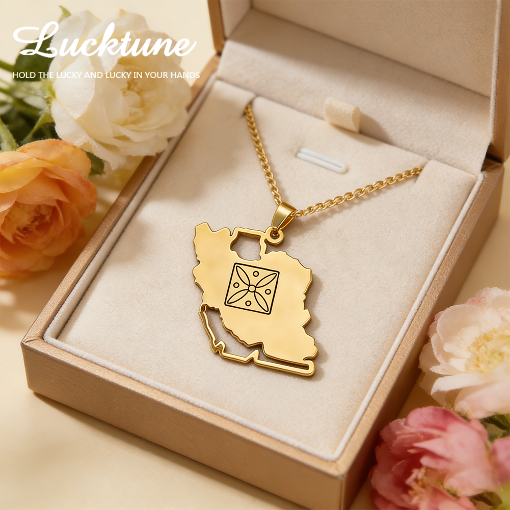 Lucktune Iran Map Pendant Neck - Custom Star Map ulasan dan harga