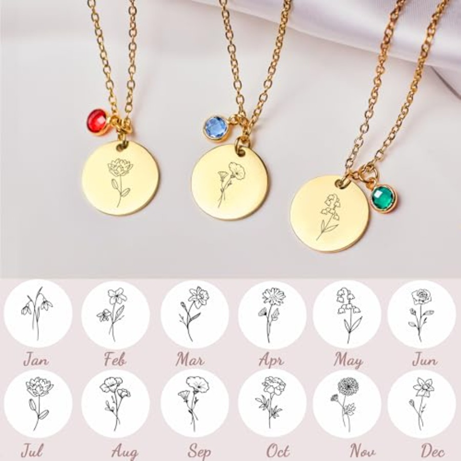 Birth Flower Necklaces for Wom - Birth Flower Necklace ulasan dan harga