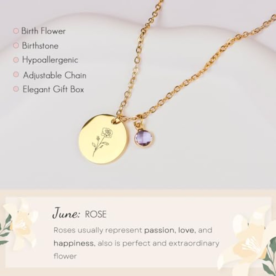Birth Flower Necklaces for Wom - Birth Flower Necklace ulasan dan harga