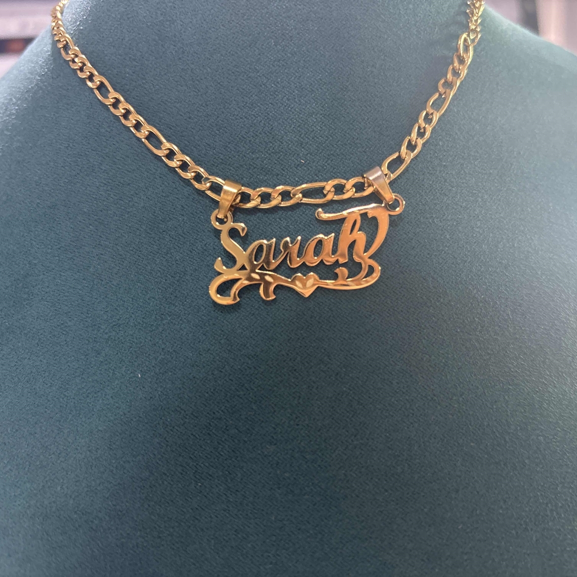 Custom Figaro Chain Heart Name - Name Necklace Custom ulasan dan harga