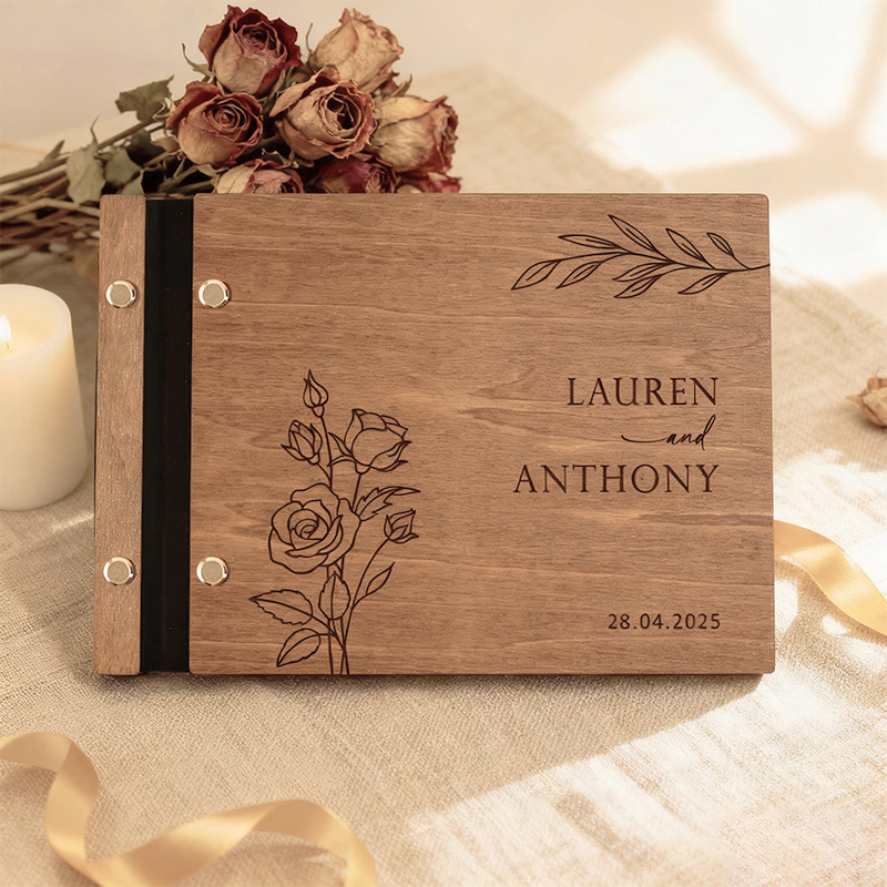 Personalized Wooden Wedding Gu - Custom Photo Book ulasan dan harga