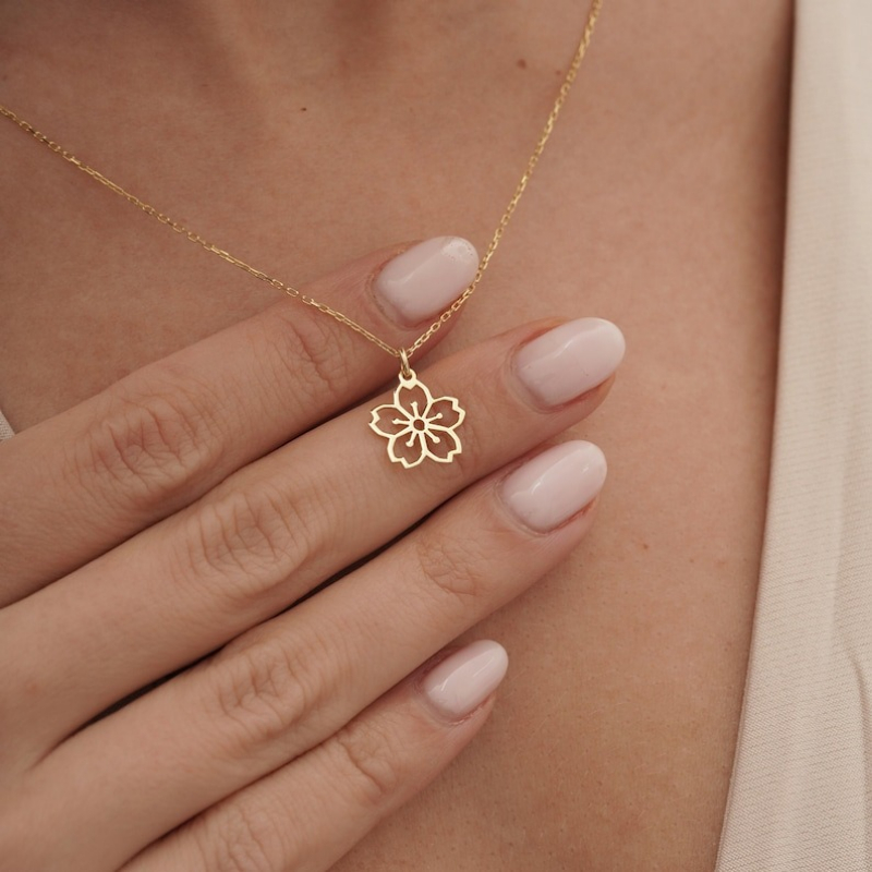 Dainty Sakura Flower Charm Nec - Birth Flower Necklace ulasan dan harga