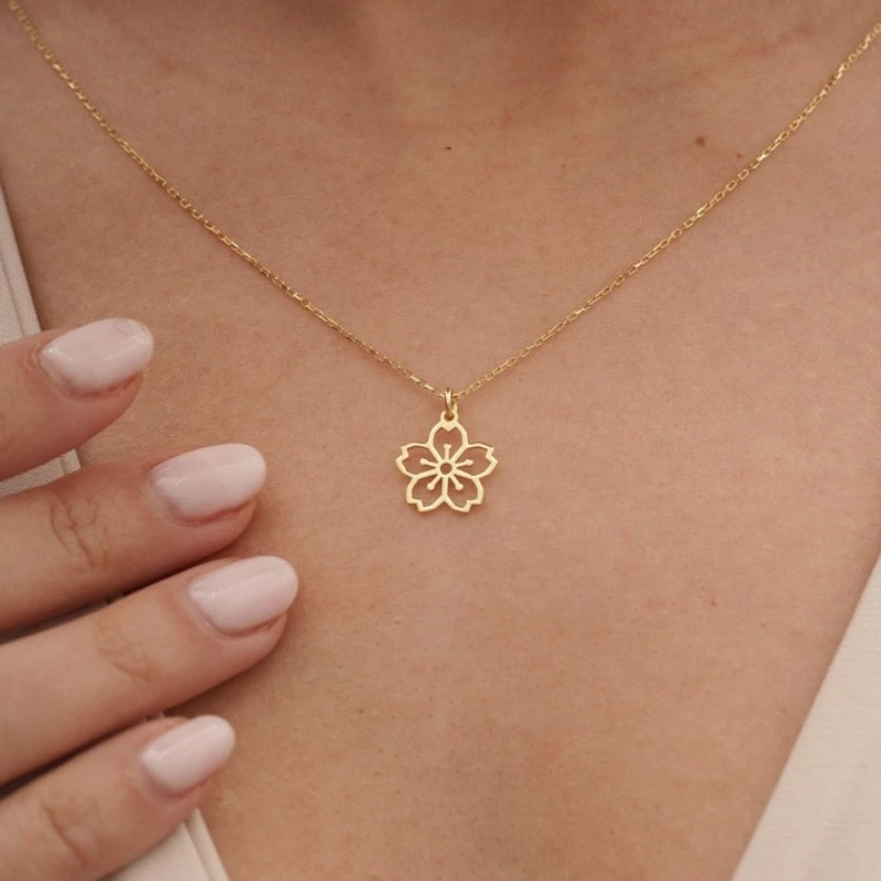 Dainty Sakura Flower Charm Nec - Birth Flower Necklace ulasan dan harga