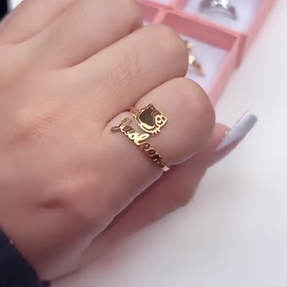 Custom Bow Hello Kitty Name Ad - Initial Ring Custom ulasan dan harga
