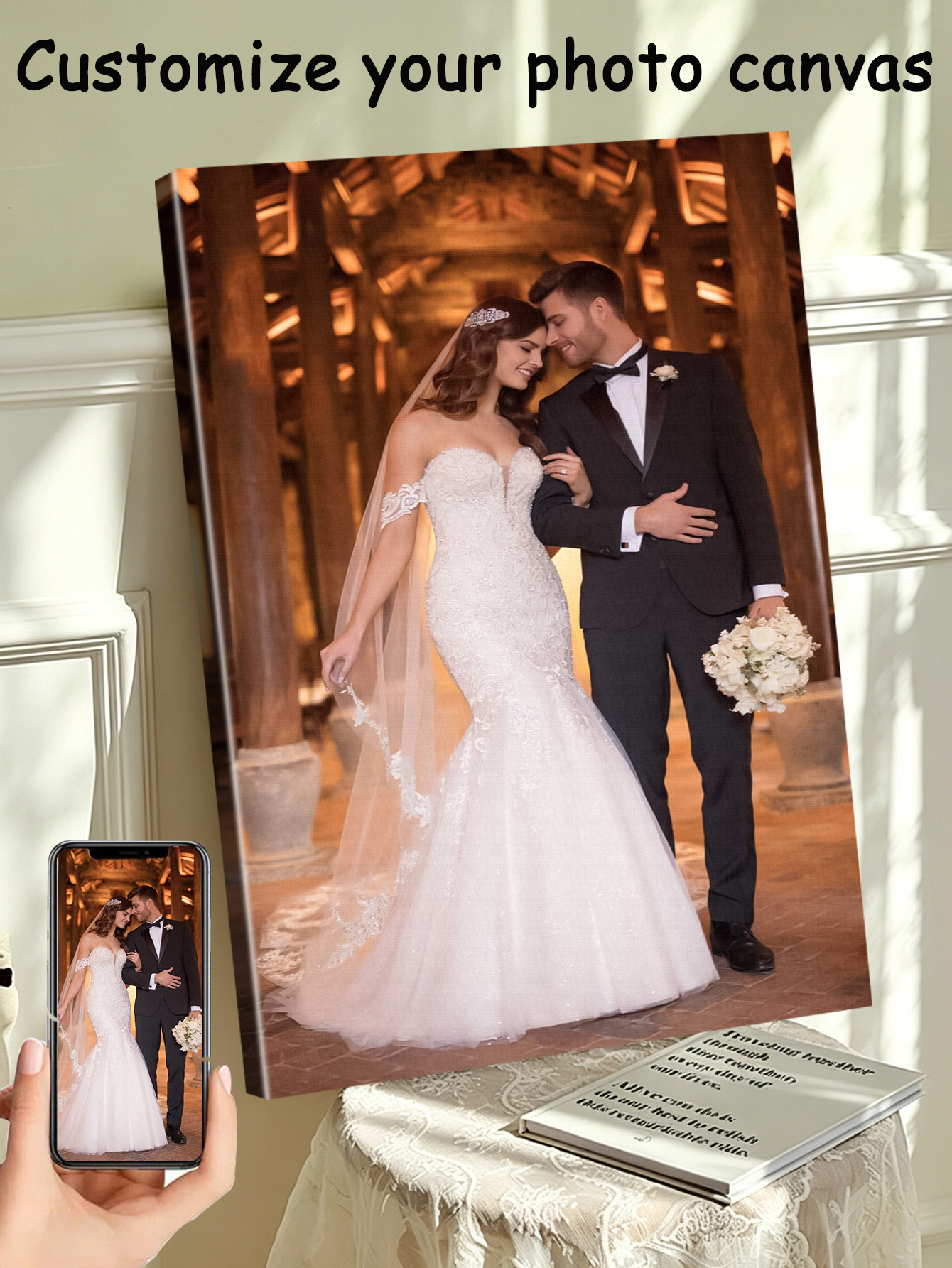 1 customized photo canvas, opt - Engraved Wood Frame ulasan dan harga