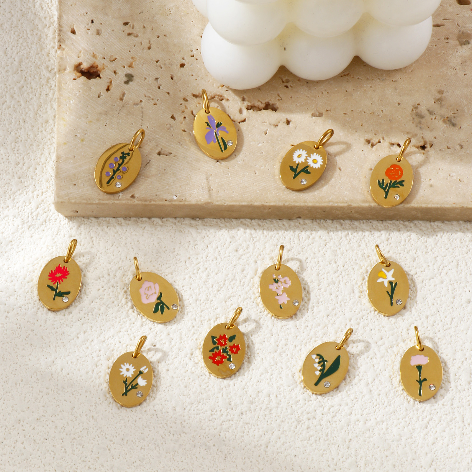 1 Piece 304 Stainless Steel Bi - Birth Flower Necklace ulasan dan harga